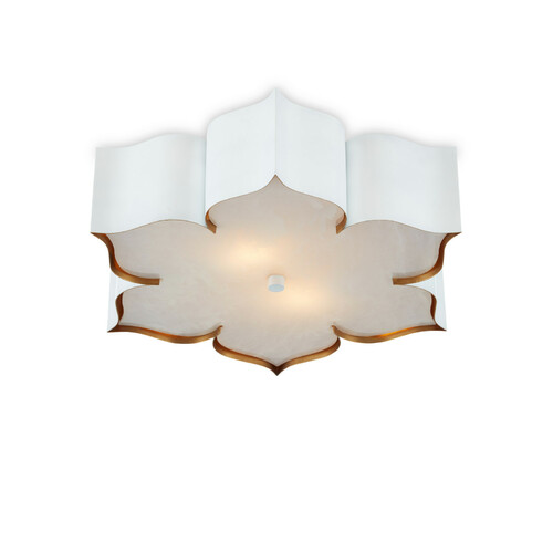 Grand Lotus LED Flush Mount in Sugar White & Gold by Currey & Company