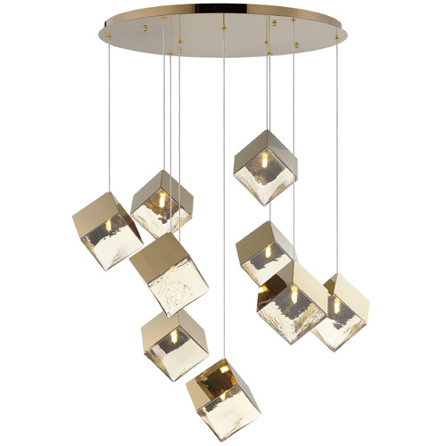 Ice Cube French Gold LED Multi-Light Pendant by ET2 Lighting