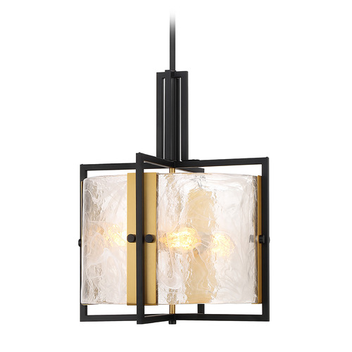 Savoy House Savoy House Lighting Hayward Matte Black with Warm Brass Accents Pendant Light with Drum Shade 7-1699-3-143