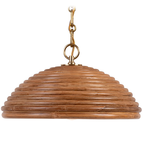 Linnea Hand-Rubbed Antique Brass Natural Ribbon Glass Medium Chandelier
