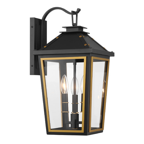 Crystorama Lighting Hawkins Matte Black & Textured Gold Outdoor Wall Light