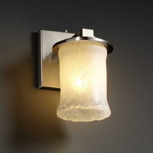 Justice Design Group Justice Design Group Veneto Luce Collection Brushed Nickel Sconce GLA-8771-16-WHTW-NCKL