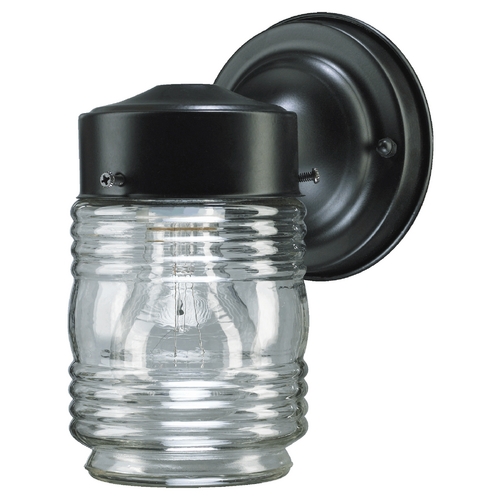 7.5-Inch Outdoor Jelly Jar Wall Light in Gloss Black Finish by Quorum Lighting