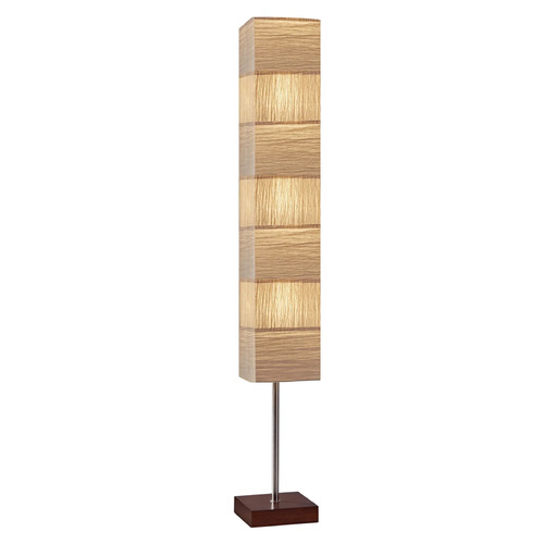 Adesso Home Sahara Brushed Steel and Walnut Torchiere Lamp with Rectangle Shade