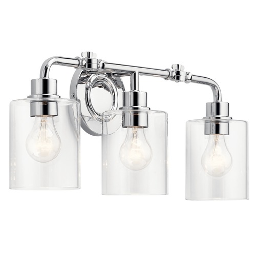 Gunnison Chrome 3-Light Vanity Light with Clear Glass by Kichler Lighting