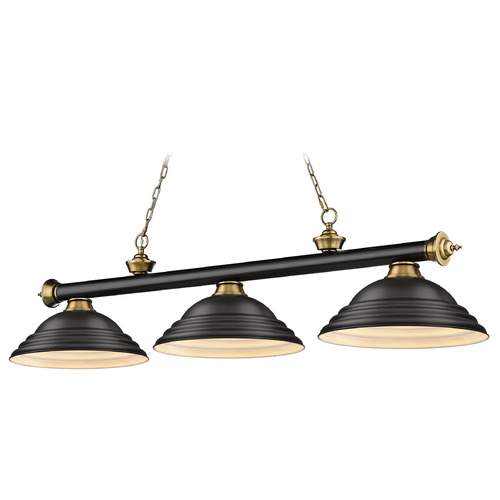 Z-Lite Cordon Matte Black & Rubbed Brass Billiard Light by Z-Lite 2306-3MB-RB-SMB