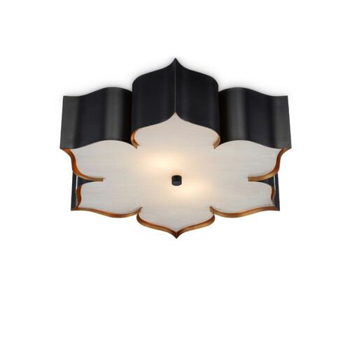 Grand Lotus LED Flush Mount in Satin Black & Gold by Currey & Company