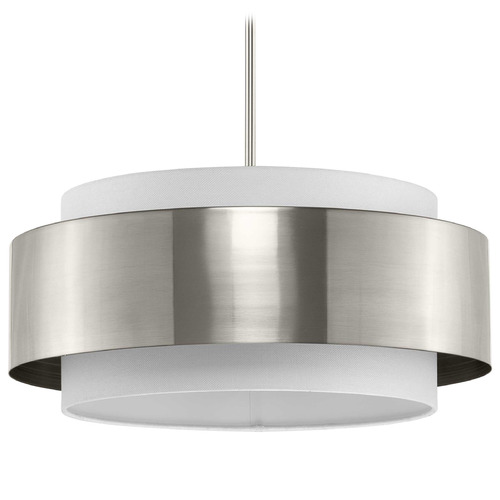 Progress Lighting Progress Lighting Silva Brushed Nickel Pendant Light with Drum Shade P500400-009