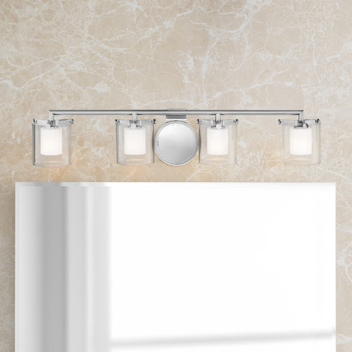 Hinkley Hinkley Rixon 4-Light Chrome Bathroom Light with Clear and Opal Glass 5494CM