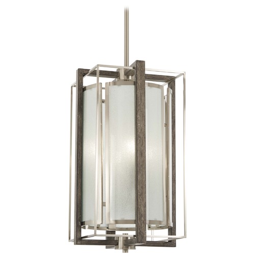 Minka Lavery Brushed Nickel with Shale Wood Pendant by Minka Lavery 4562-098