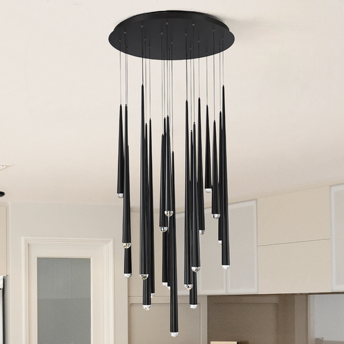 Modern Forms by WAC Lighting Cascade 21-Light LED Pendant in Black by Modern Forms PD-41721R-BK