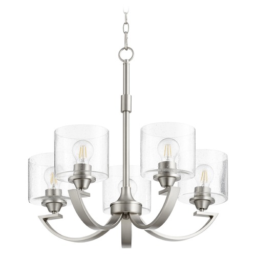 Dakota 24-Inch Satin Nickel Chandelier with Clear Seeded Glass by Quorum Lighting