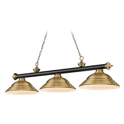Cordon Matte Black & Rubbed Brass Billiard Light by Z-Lite