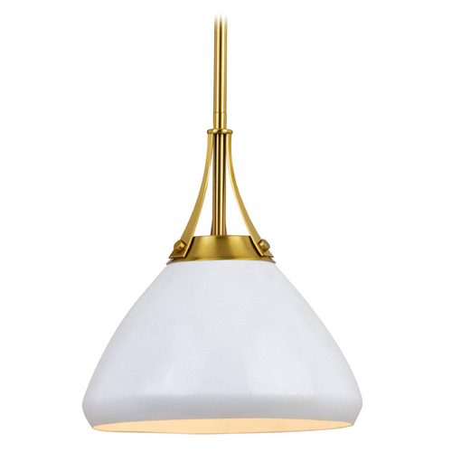 Dayna 10-Inch Pendant in Satin Brass & White by Vaxcel Lighting