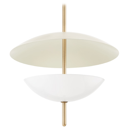 Troy Lighting Troy Lighting Dion Patina Brass & Soft Sand Pendant Light with Bowl / Dome Shade F6624-PBR/SSD