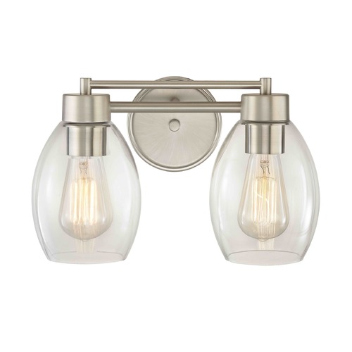 Salida 13-Inch Vanity Light in Satin Nickel with Clear Oblong Glass