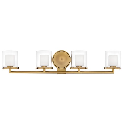 Hinkley Hinkley Rixon 4-Light Heritage Brass Bathroom Light with Clear and Opal Glass 5494HB