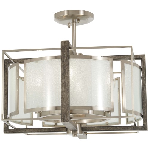 Brushed Nickel with Shale Wood Semi-Flush Mount by Minka Lavery