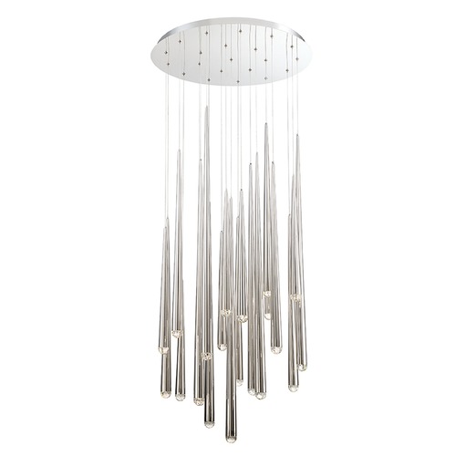 Modern Forms by WAC Lighting Cascade 21-Light LED Crystal Chandelier in Polished Nickel by Modern Forms PD-41721R-PN
