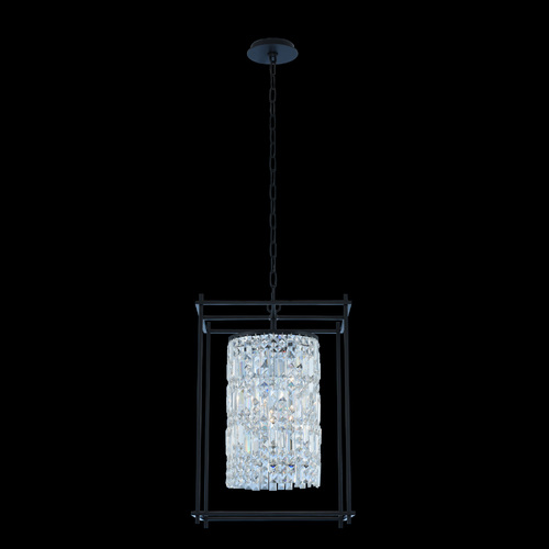 Joni 16-Inch Small Square Foyer Light in Black by Allegri Crystal
