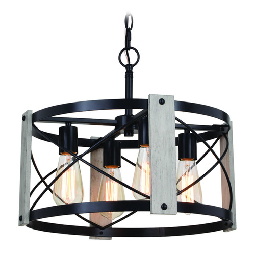Vaxcel Lighting Burien Black & Washed Ash Pendant Light