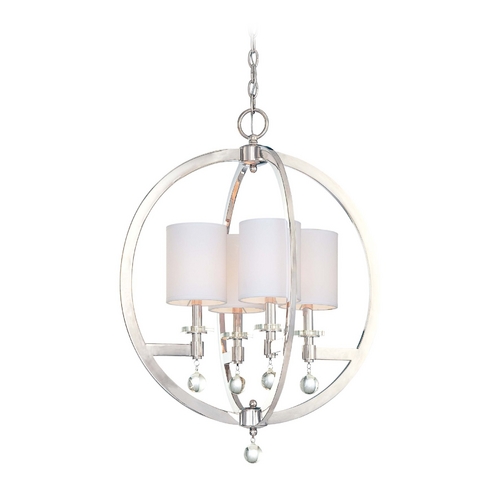 Metropolitan Lighting Modern Chandelier with White Shades in Polished Nickel Finish N6840-613