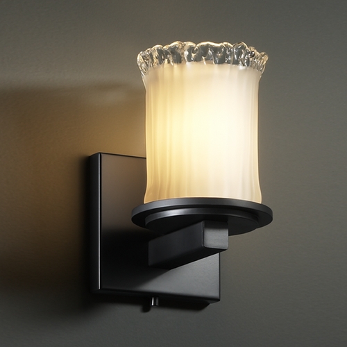 Justice Design Group Justice Design Group Veneto Luce Collection Matte Black Sconce GLA-8771-16-WTFR-MBLK