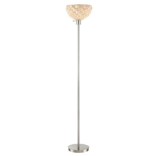 Lite Source Lighting Lite Source Lanterna Polished Steel Torchiere Lamp with Bowl / Dome Shade LS-82826
