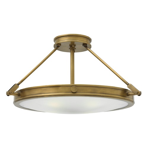 Hinkley Industrial Brass LED Semi-Flushmount Light by Hinkley 3382HB-LED