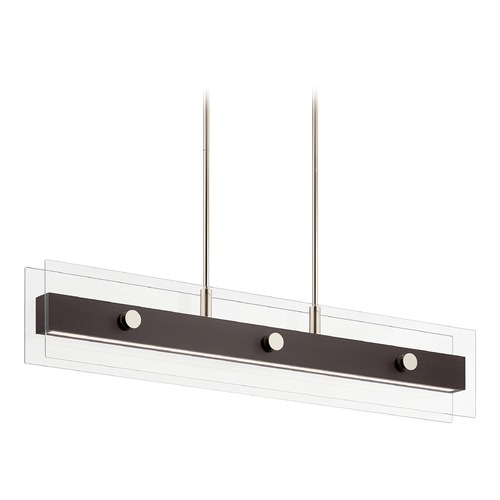 Kichler Lighting Tig Large Walnut Wood and Polished Nickel LED Pendant 3000K 1200LM 44344WNWLED