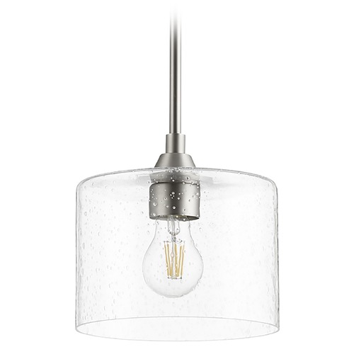 Quorum Lighting Dakota Satin Nickel Mini Pendant with Cylindrical Shade by Quorum Lighting 3202-65