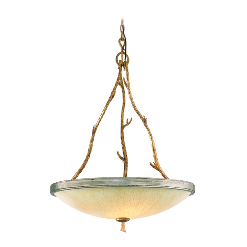 Corbett Lighting Pendant Light with Beige / Cream Glass in Gold and Silver Leaf Finish 66-43