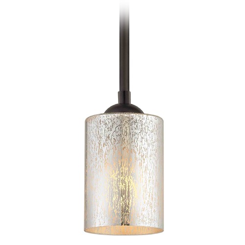 Bronze Mini-Pendant Light Mercury Glass Cylindrical
