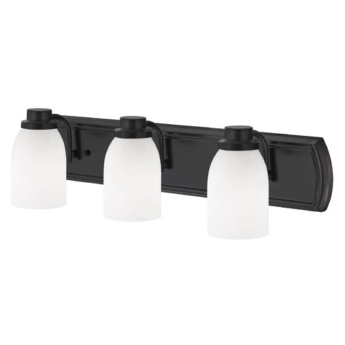 3-Light Vanity Light in Bronze with White Glass