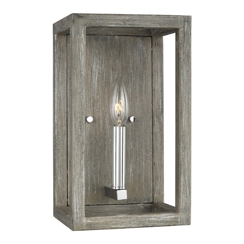 Generation Lighting Moffet Street Washed Pine / Chrome Sconce 4134501-872