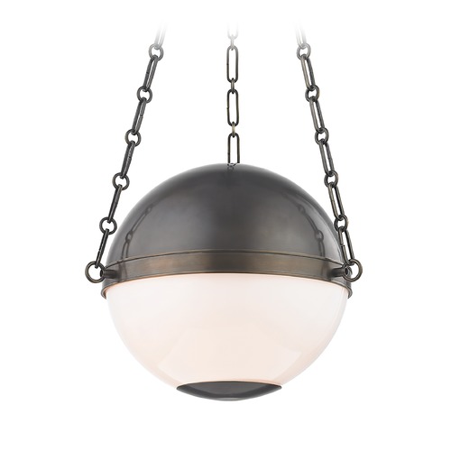 Hudson Valley Lighting Sphere No. 2 Distressed Bronze Pendant with Opal Glass by Hudson Valley Lighting MDS750-DB