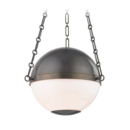 Sphere No. 2 Distressed Bronze Pendant with Opal Glass by Hudson Valley Lighting