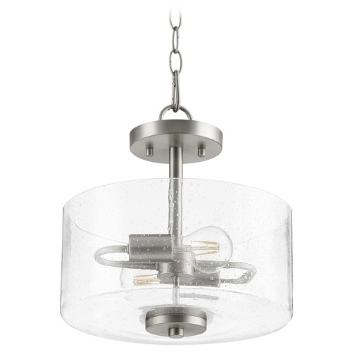Dakota Satin Nickel Pendant with Drum Shade by Quorum Lighting