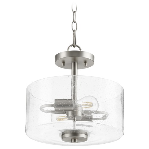 Quorum Lighting Dakota Satin Nickel Pendant with Drum Shade by Quorum Lighting 2202-12-65