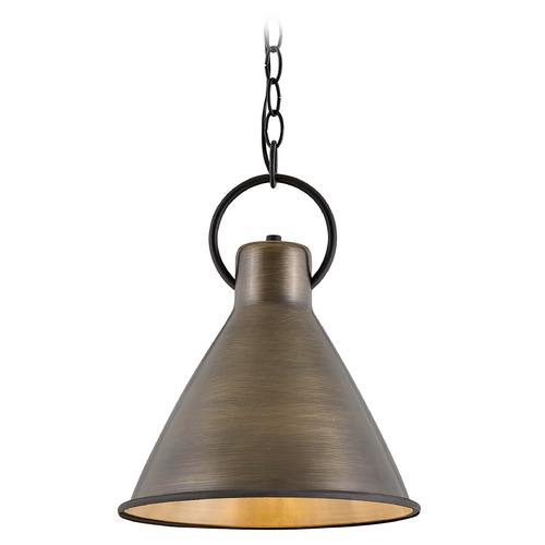 Hinkley Winnie Small Pendant in Antique Brass & Black by Hinkley Lighting 3557DS