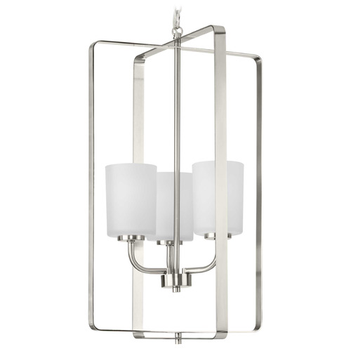 Progress Lighting Progress Lighting League Brushed Nickel Pendant Light with Cylindrical Shade P500342-009