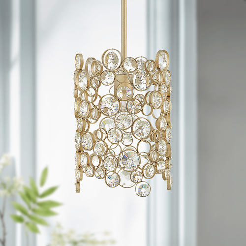 Fredrick Ramond Anya 8-Inch Wide Crystal Pendant in Silver Leaf by Fredrick Ramond FR44817SLF