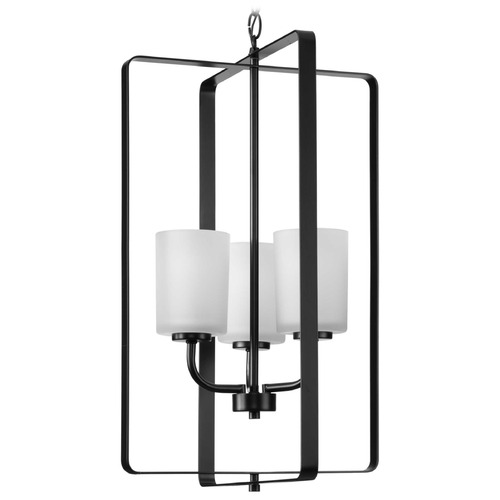 Progress Lighting League Matte Black Pendant Light with Cylindrical Shade