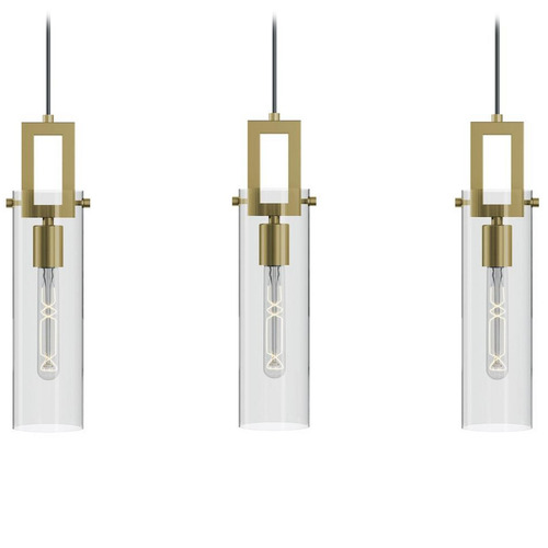 Afx Lighting Houston Light Antique Brass Multi-Light Pendant with Cylindrical Shade