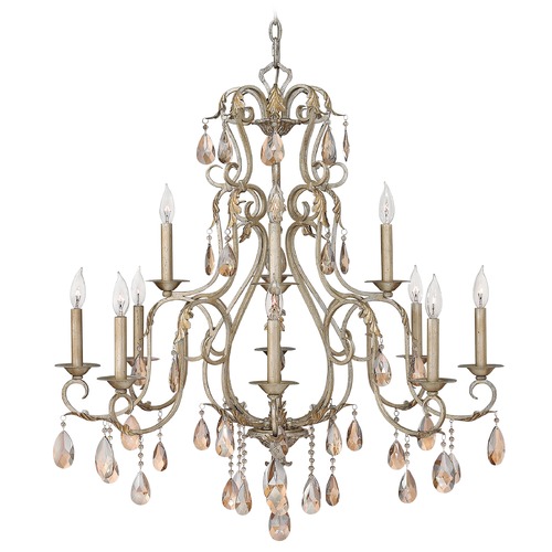 Carlton 35-Inch Crystal Chandelier in Silver Leaf by Hinkley Lighting