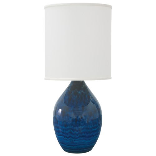 Scatchard Stoneware Midnight Blue Table Lamp by House of Troy Lighting