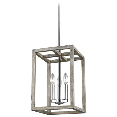 Generation Lighting Moffet Street Washed Pine & Chrome Pendant by Generation Lighting 5134503-872