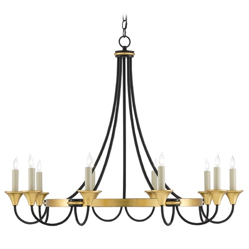 Currey and Company Lighting Hanlon Chandelier in Washed Black/Gold Leaf by Currey & Company 9000-0474