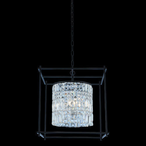 Joni 19-Inch Square Pendant in Matte Black by Allegri Crystal