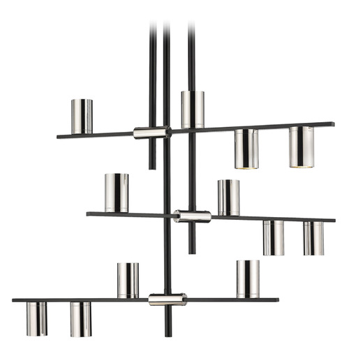 Z-Lite Calumet Matte Black & Polished Nickel Chandelier by Z-Lite 814-12MB-PN